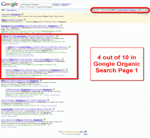 Keyword - Coolest Baby In SIngapore (4 out of 10 in Google Organic Search Page 1)